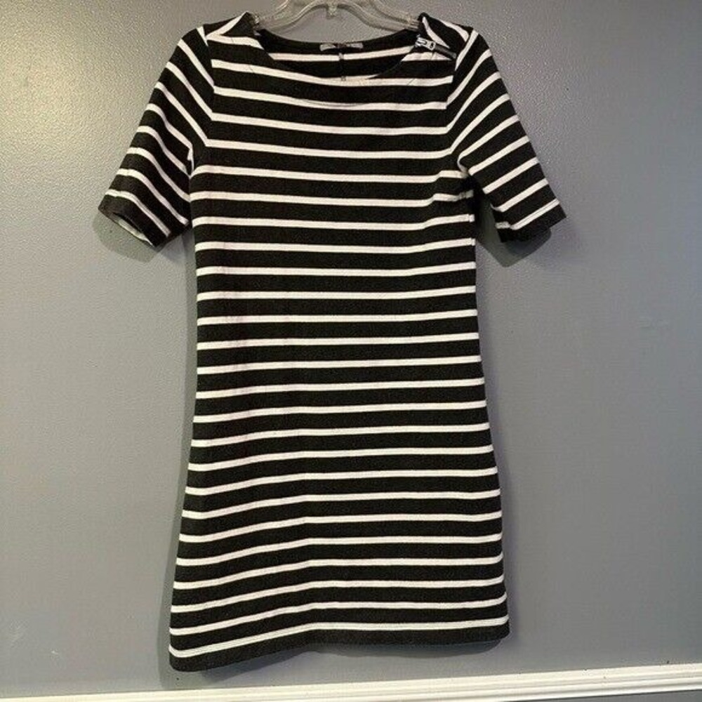 Gap Women's Striped Mini Dress Zipper Detail Short Sleeve Casual‎ - Size Small